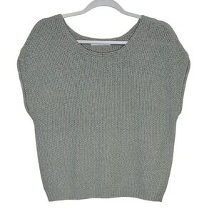 Moon & Madison Sage Green Knit Shell Top Medium Sleeveless Boxy Pullover Sweater